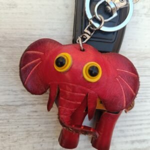 Llavero de elefante de la suerte 🐘 piel-pintado a mano